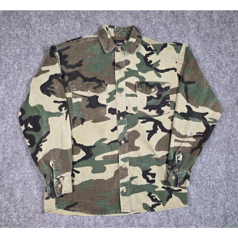 Codet Camo Flannel Shirt Mens Large Green Woodland Camouflage Heavy Fleece